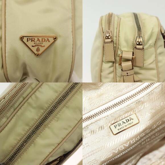 PRADA Shoulder Bag Nylon Beige Gold - Picture 11 of 13